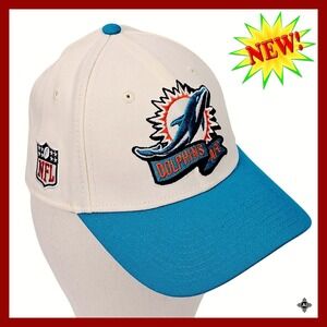 New Era Hat Men S/M Miami Dolphins NFL 39THIRTY White Aqua Flex Fit Football Cap